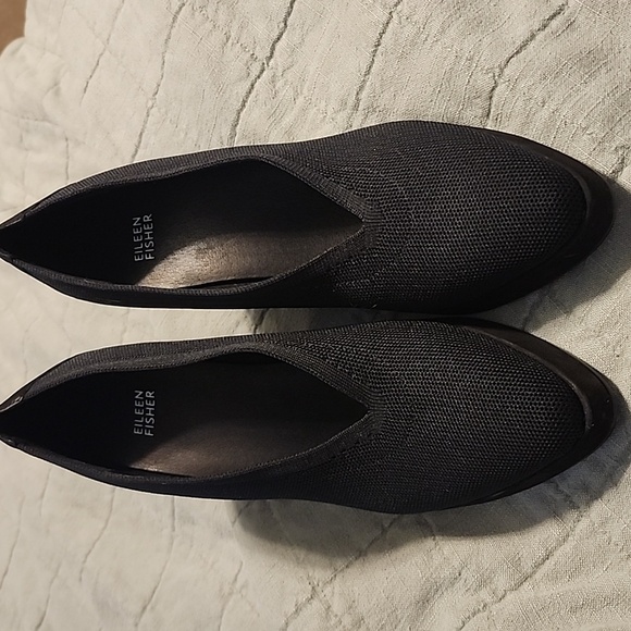 Eileen Fisher Black Knit Wedge Shoes - Picture 1 of 4